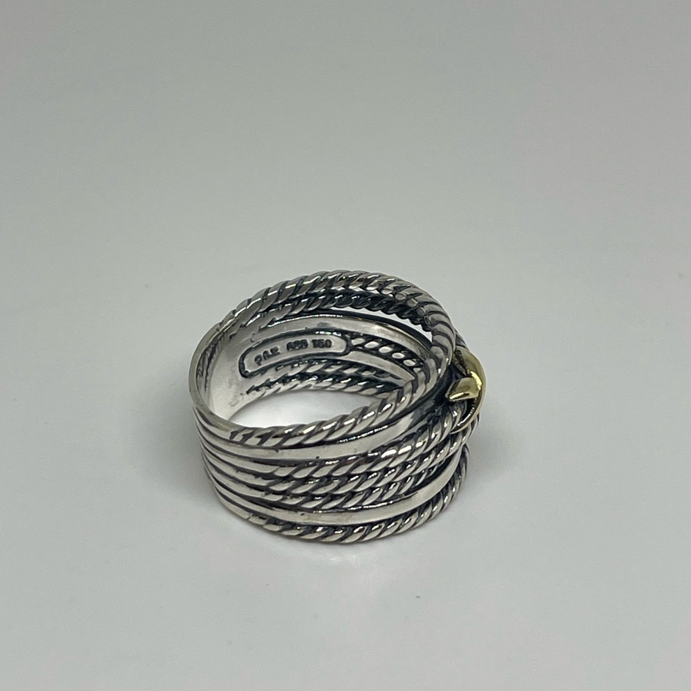 David Yurman Double X Crossover Ring in Silver with 18k Gold - Picture 4 of 8